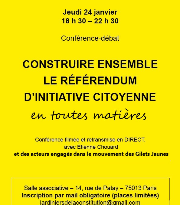 Rendez-vous à PARIS le 24 janvier prochain, pour construire ensemble le RIC ETM