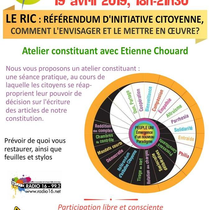 [Gilets jaunes constituants sur le RIC] Rendez-vous à Alès vendredi 19 avril 2019 à 18 h, avec les Colibris