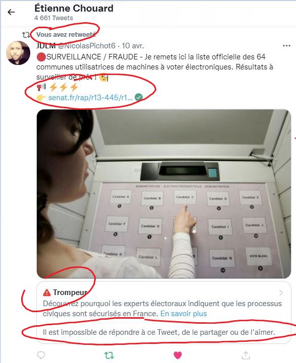 Censure Twitter, même sur les simples suspicions de fraude électorale